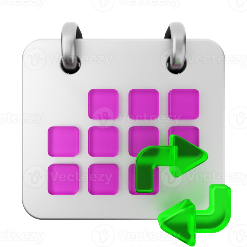 A calendar icon with green arrows pointing to the right png