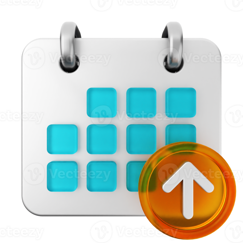 A calendar icon with an arrow pointing up png