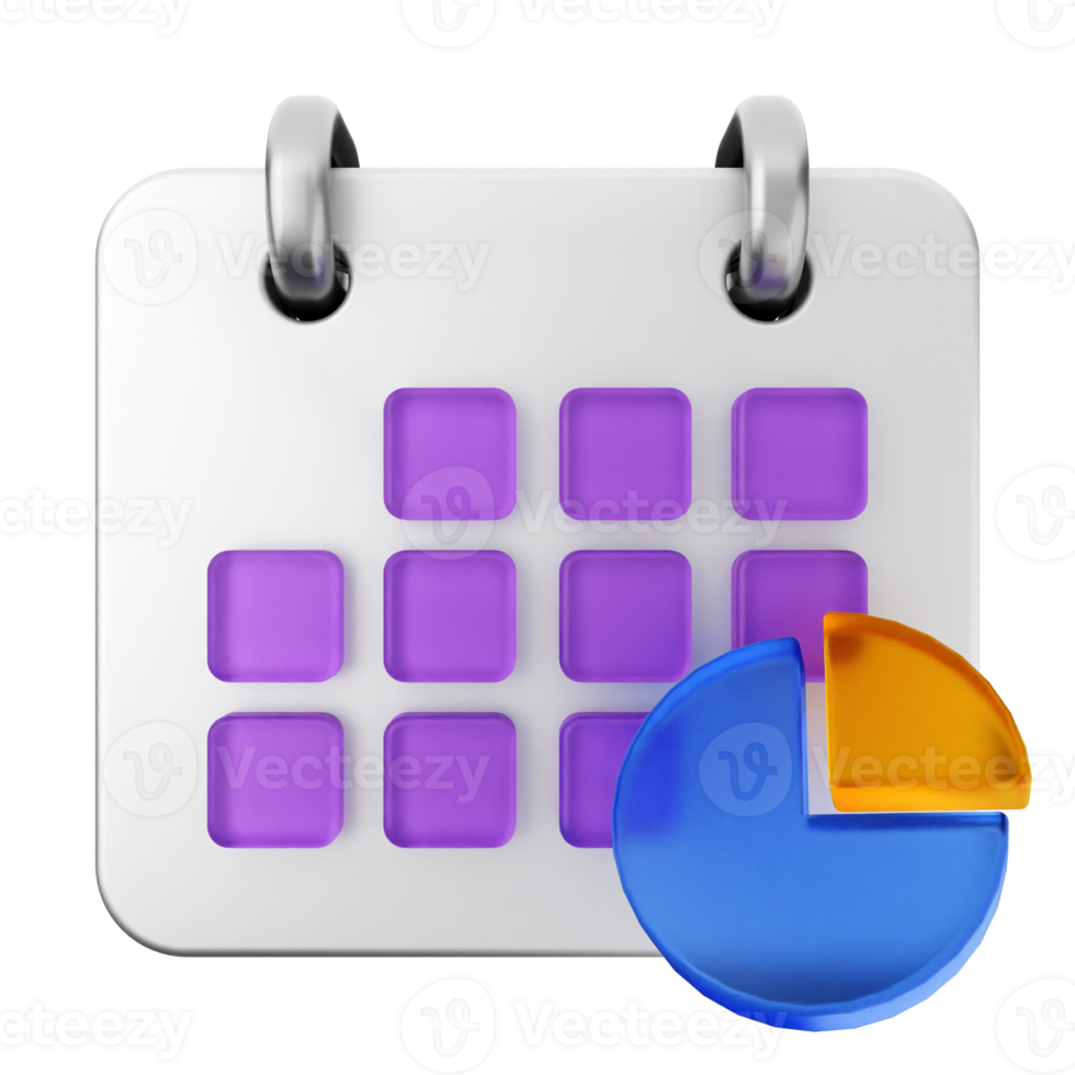 A calendar with a pie chart icon png