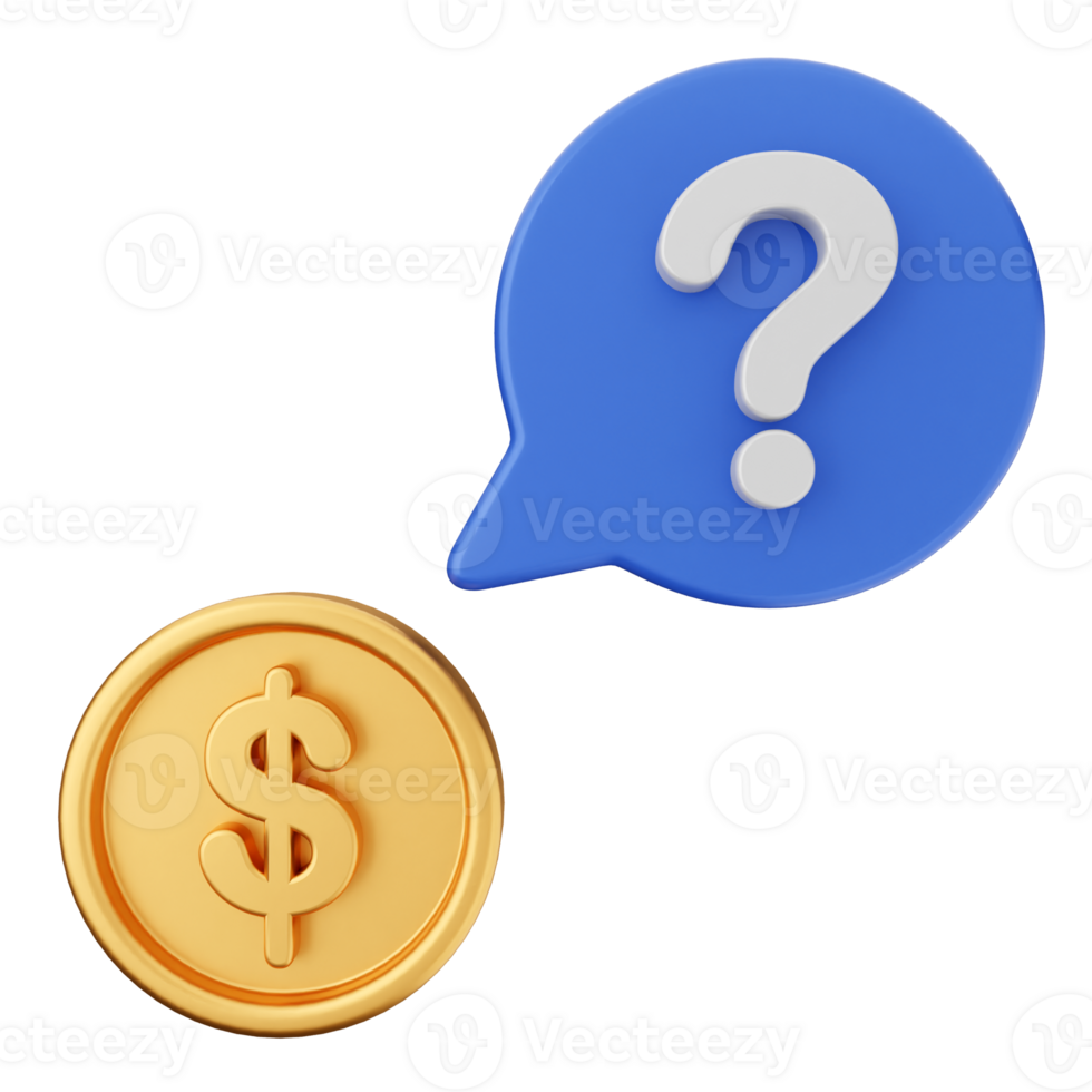Coin and speech bubble with question mark png
