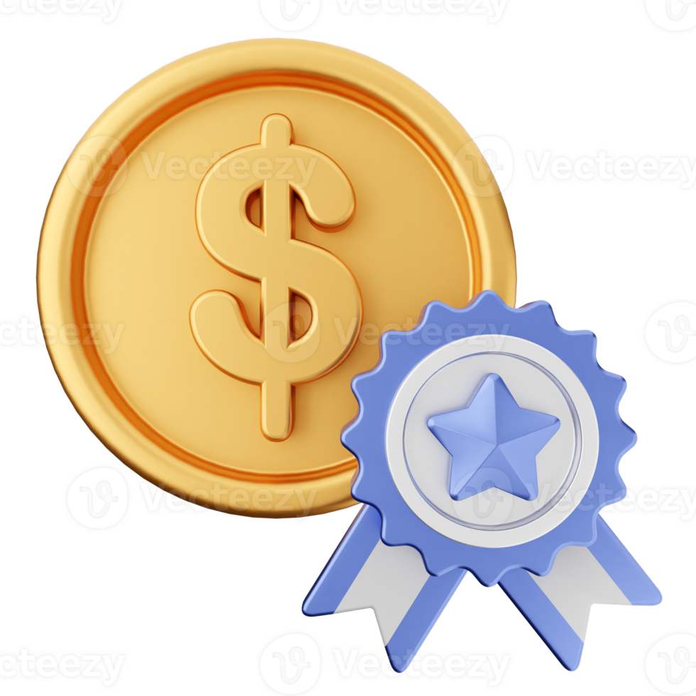 A gold coin with a dollar sign and a star png