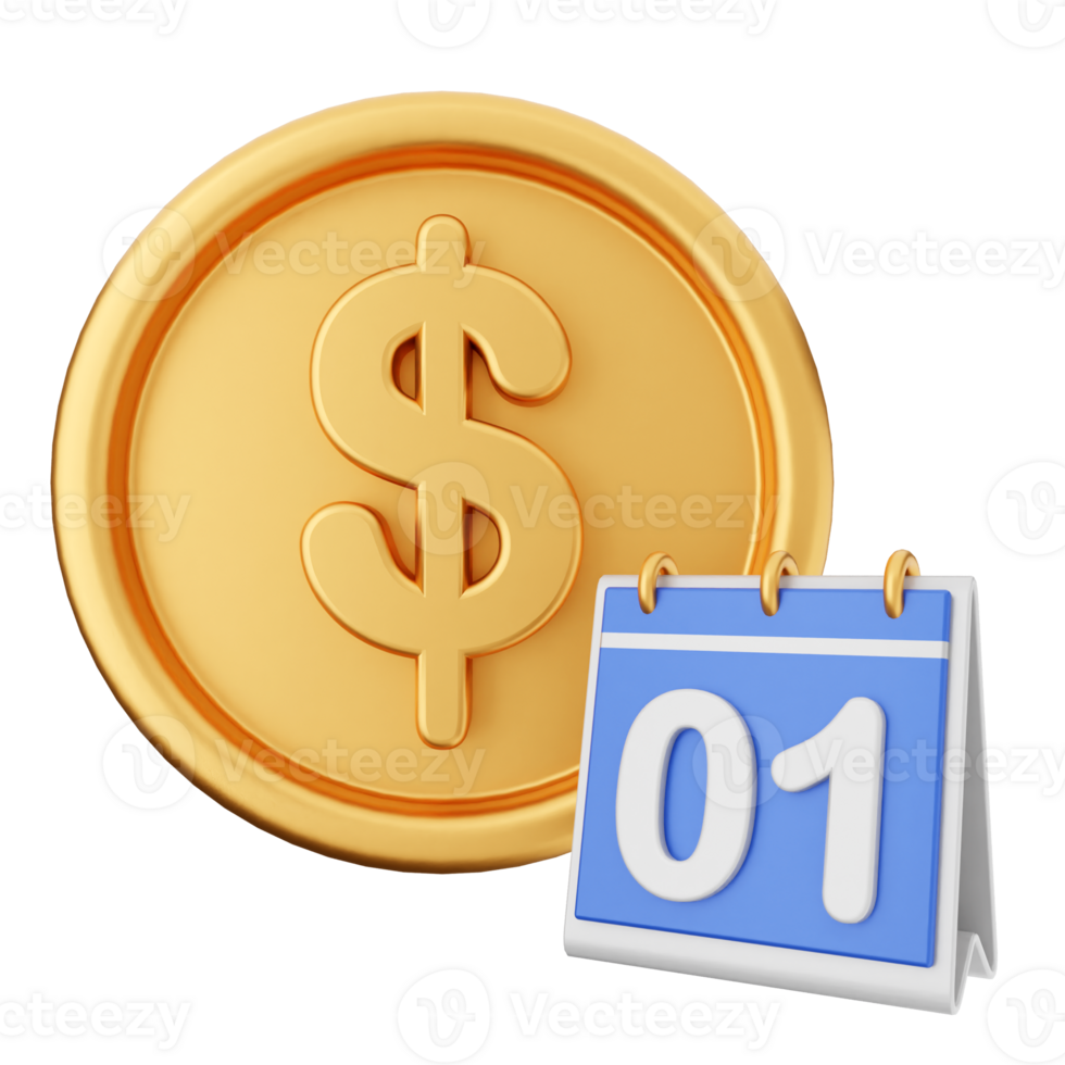 A calendar with a dollar sign and a coin png