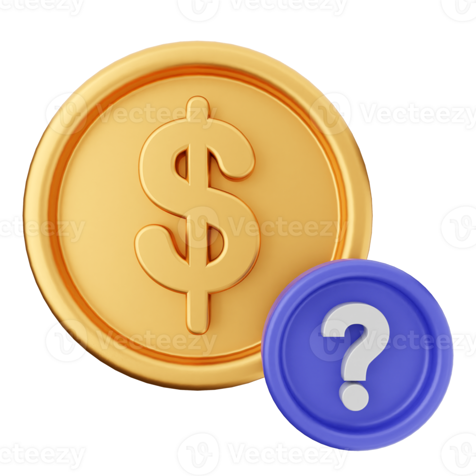 A gold coin with a question mark on it png