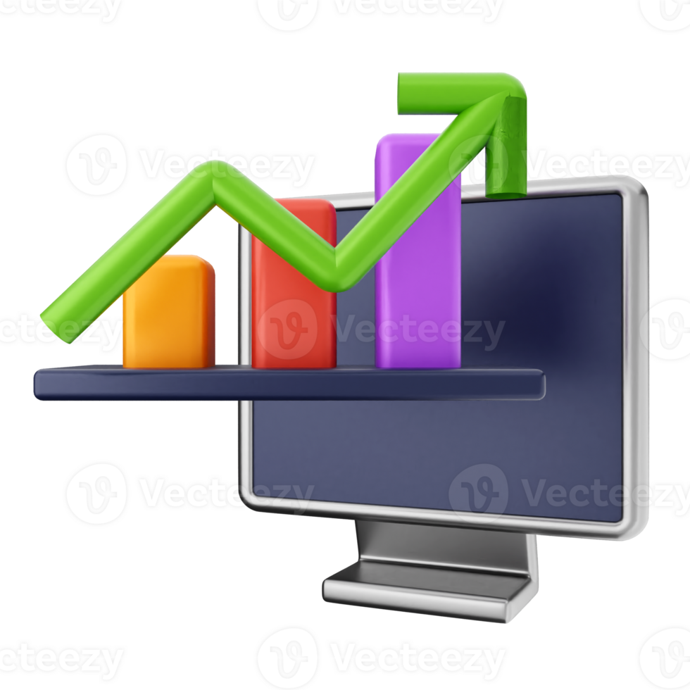 A computer monitor with a graph on it png