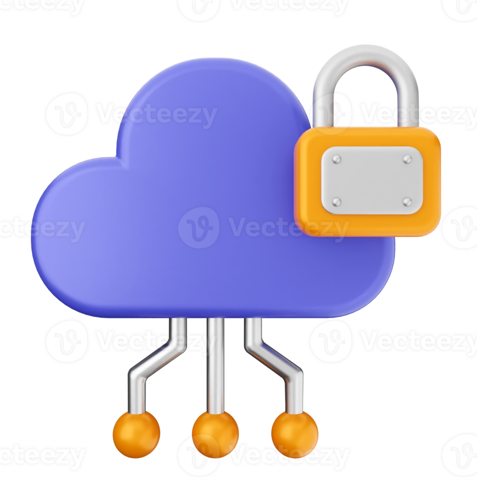 Cloud security with padlock icon png