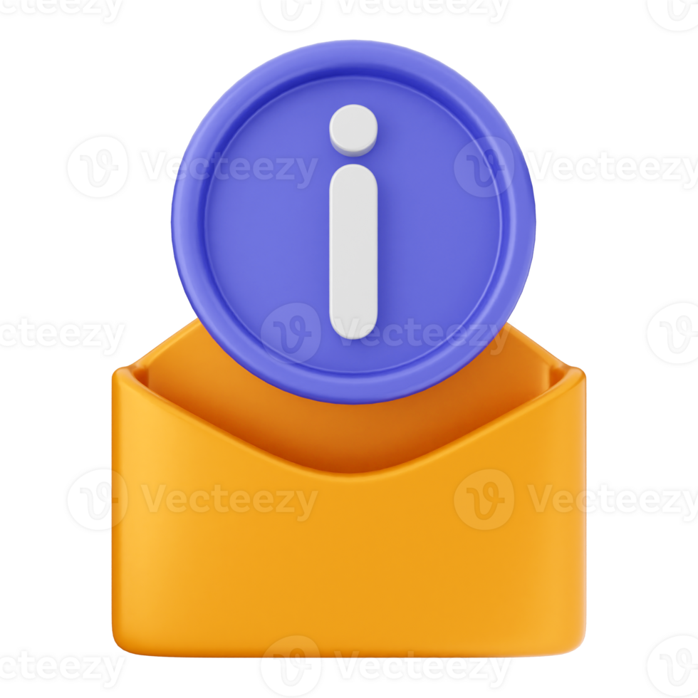 An orange envelope with a blue and purple i icon png