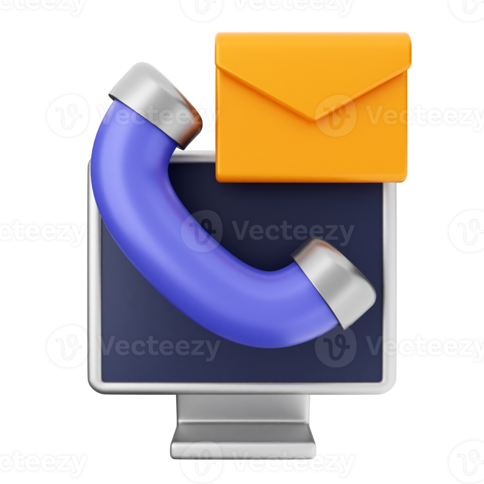 Email and phone icon on computer monitor png