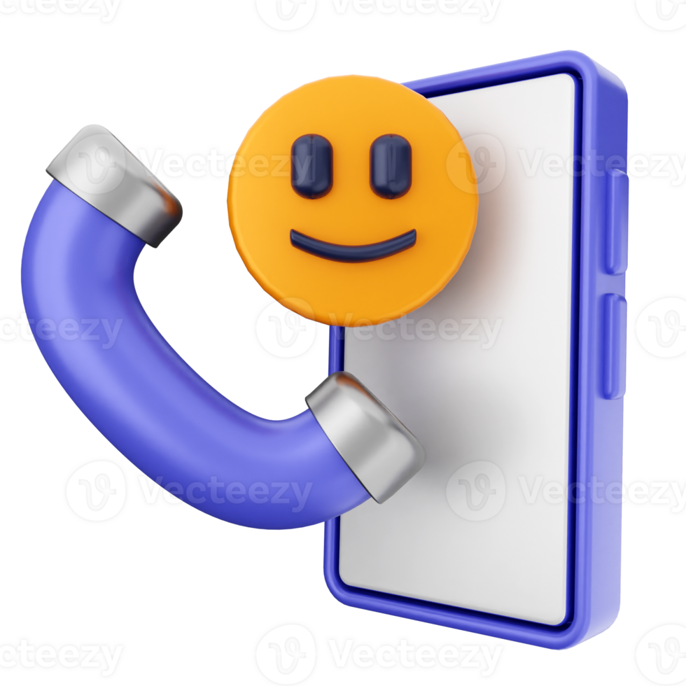 Smiley face on phone with phone cord png