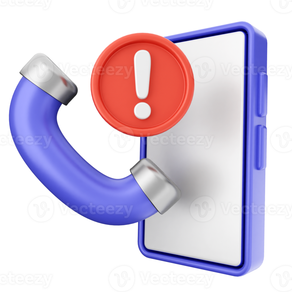 Phone call with red exclamation mark png