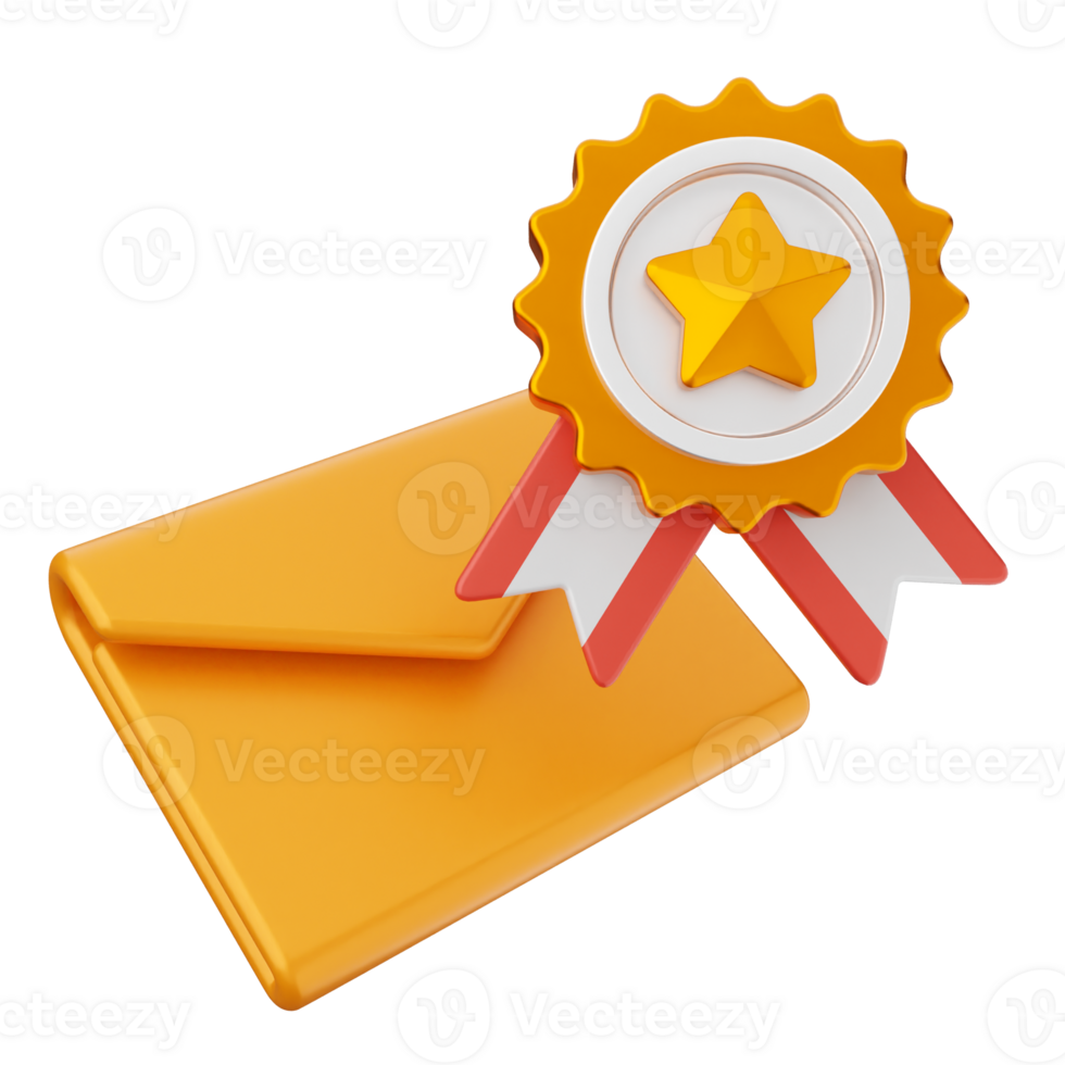 An envelope with a star and a ribbon png
