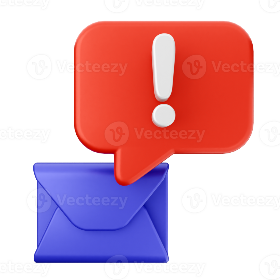 A mail envelope and a speech bubble with exclamation mark png
