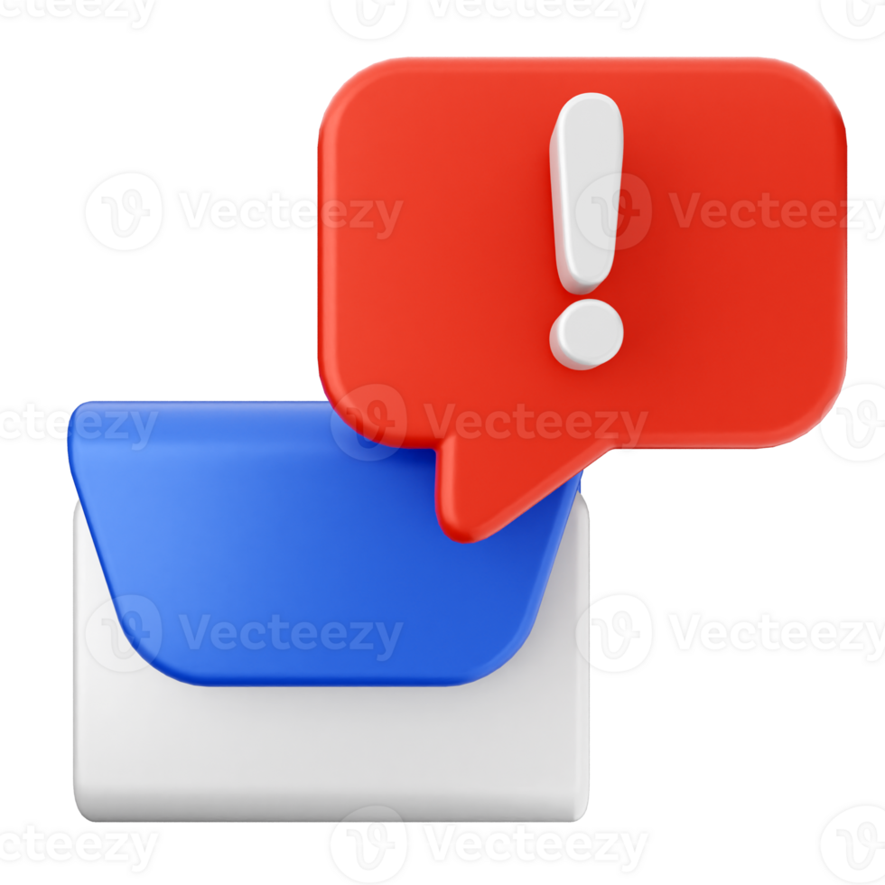 A mail envelope with a red and blue exclamation mark png