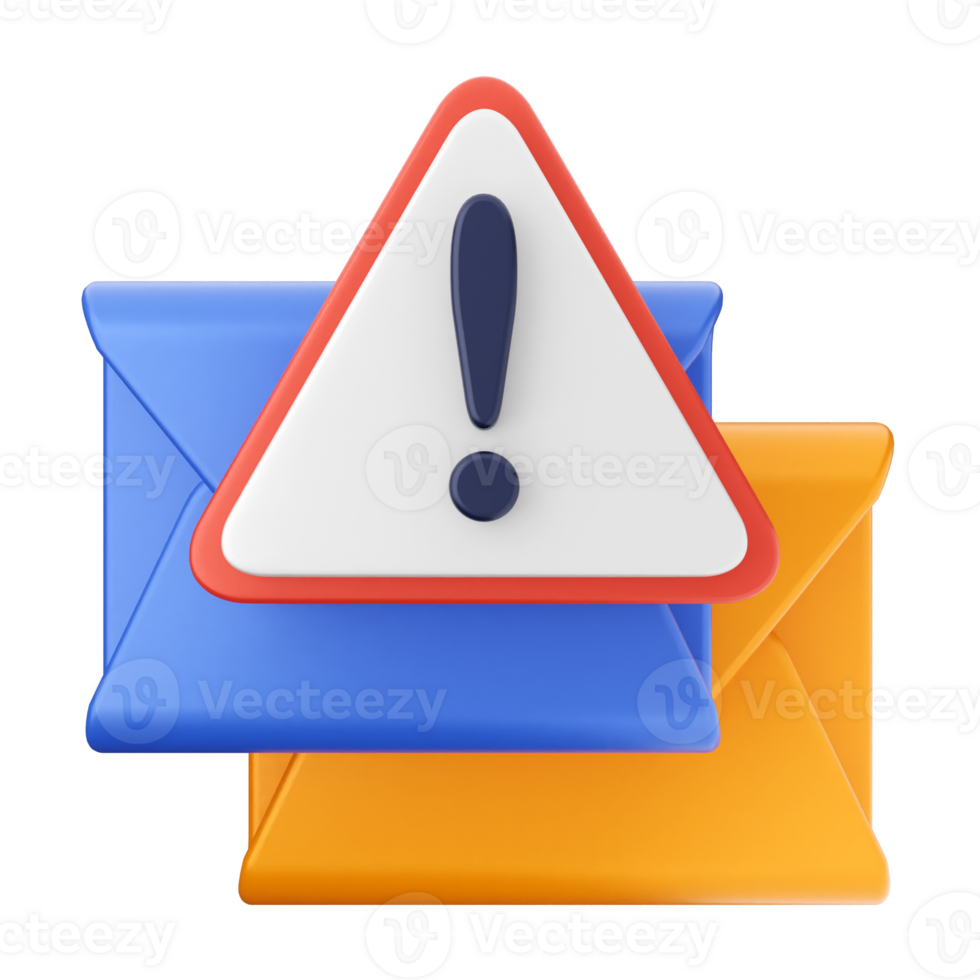 An email with an exclamation mark on it png