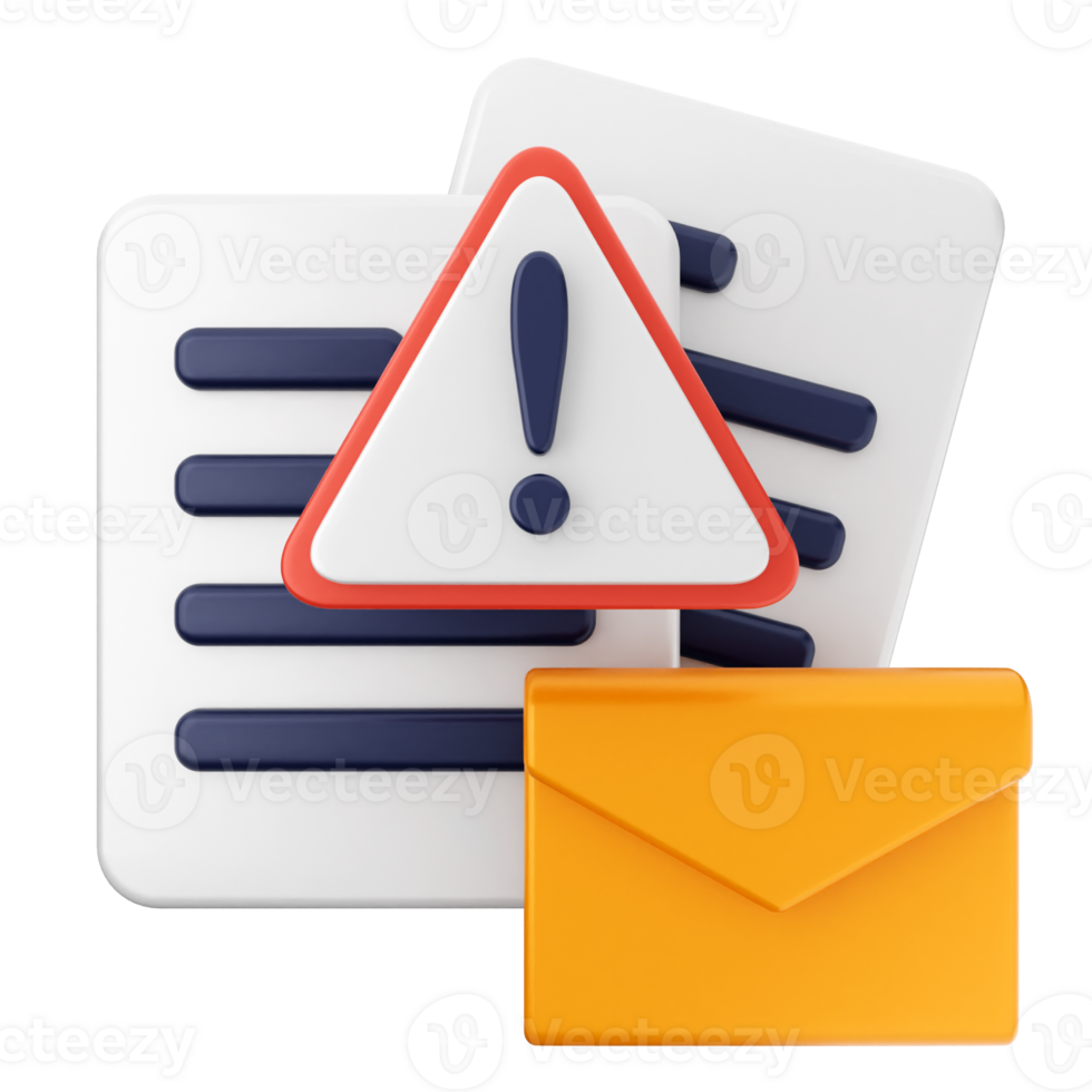 A yellow envelope with a red and white warning sign png