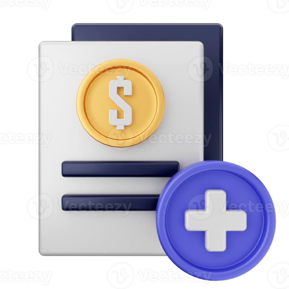 A plus sign and a dollar sign on a document png