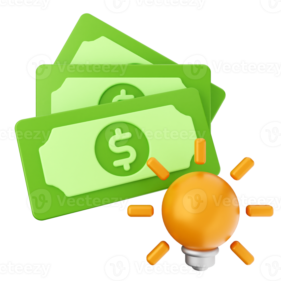Money and light bulb icon png
