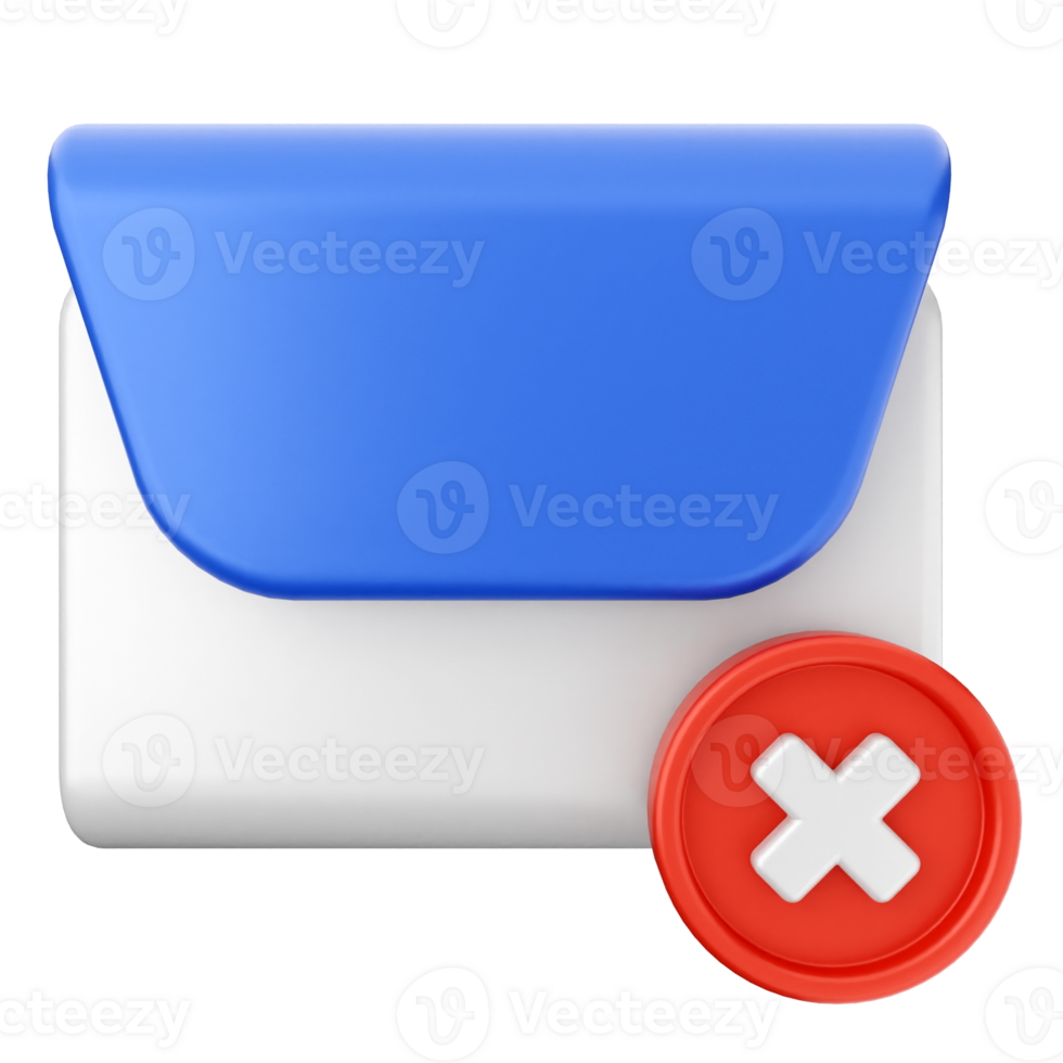An email with a red cross and an x png