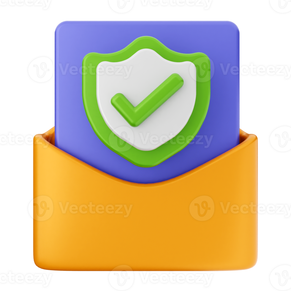 A shield and check mark icon in an envelope png