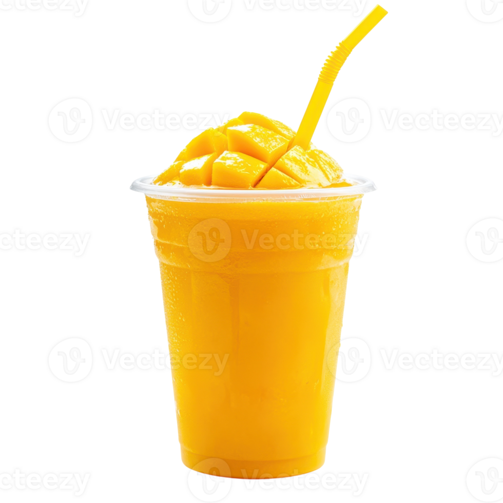 Refreshing Iced Mango Drink on transparent background. png