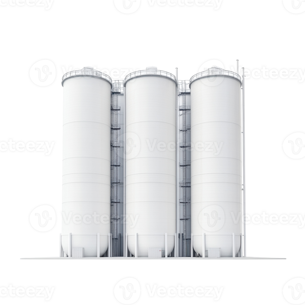 White Silos on White Background on transparent background. png
