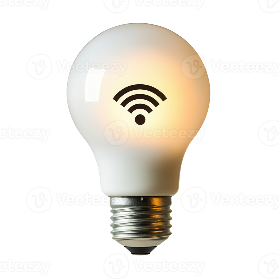 Wireless Idea Lightbulb Concept on transparent background. png