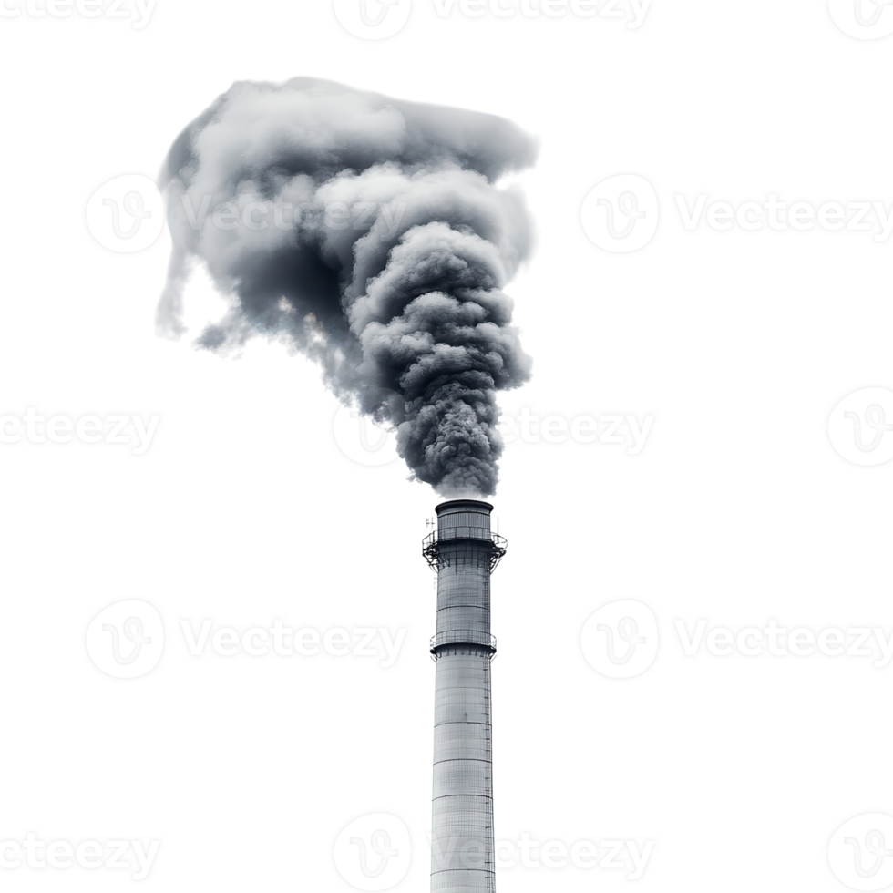 Industrial Smokestack Pollution on transparent background. png