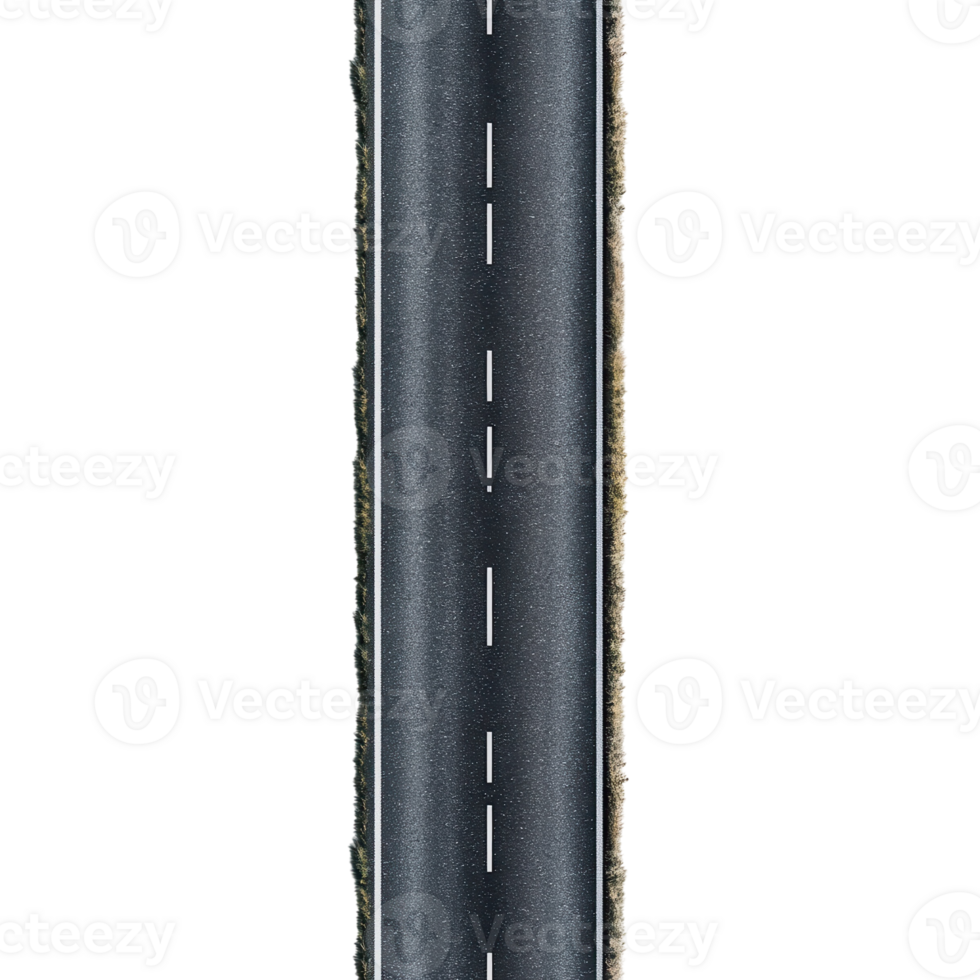 Asphalt Road Aerial View on transparent background. png