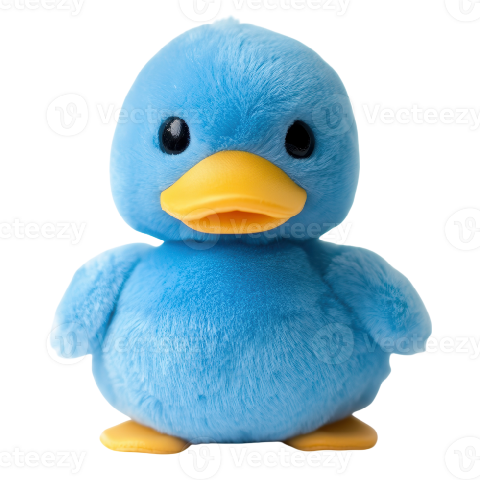 Adorable Blue Rubber Duck Toy on transparent background. png