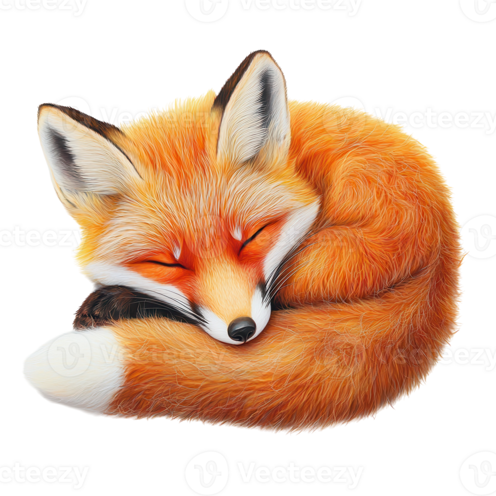 Adorable Fox Sleeping on transparent background. png