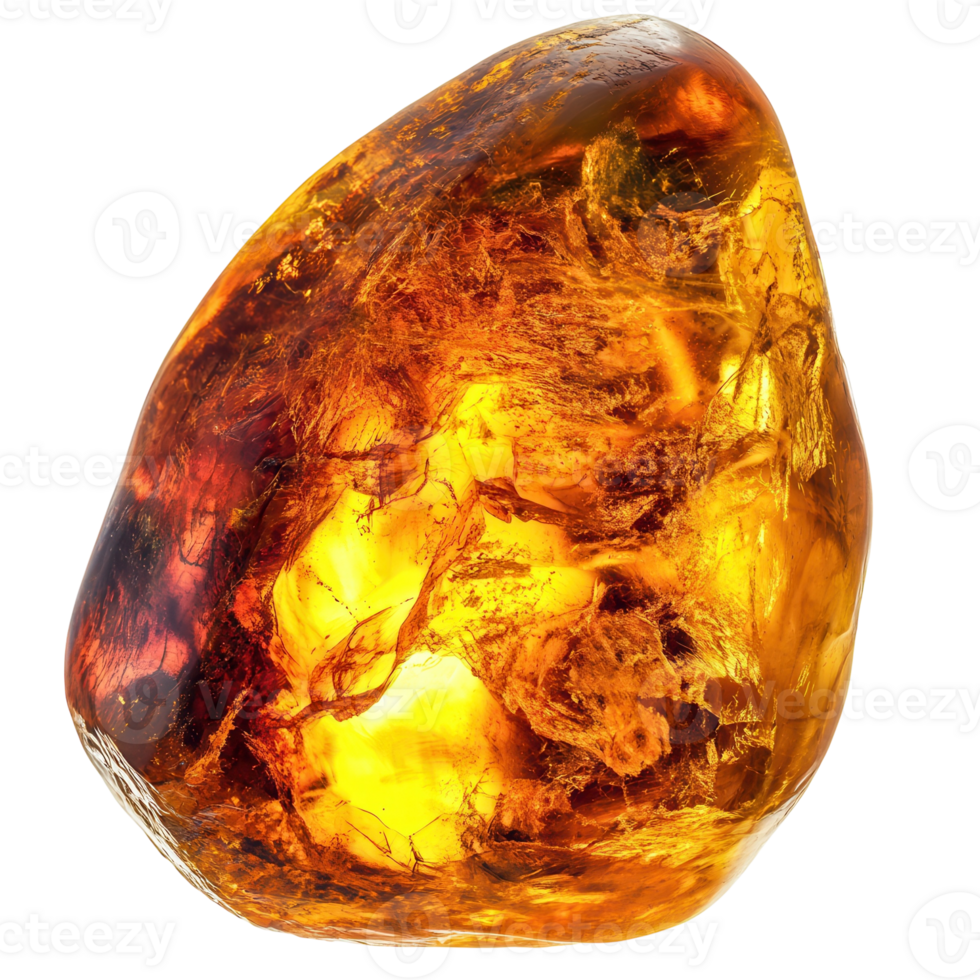 Fiery Amber Macro Shot on transparent background. png
