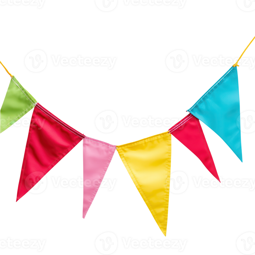 Colorful Bunting Flags Festive on transparent background. png