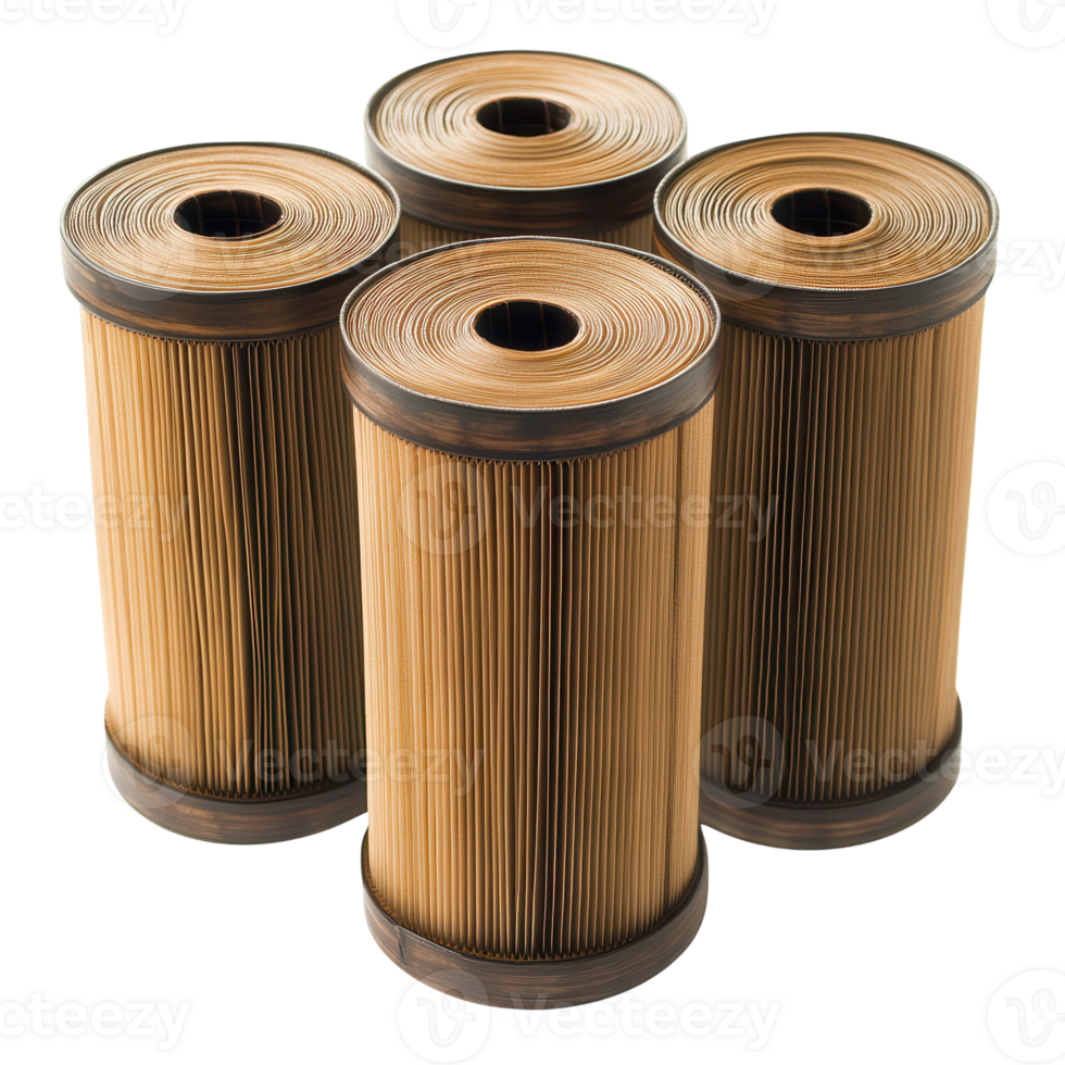 Industrial Candle Filters Close up on transparent background. png