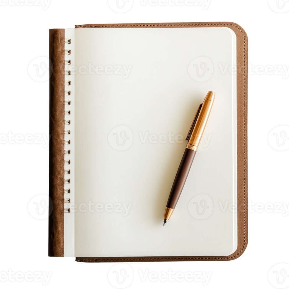 Blank Notebook and Pen Ready on transparent background. png