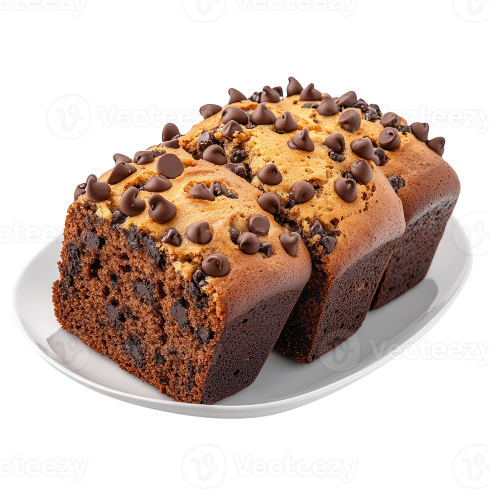 Banana Bread Loaf Cake Image on transparent background. png
