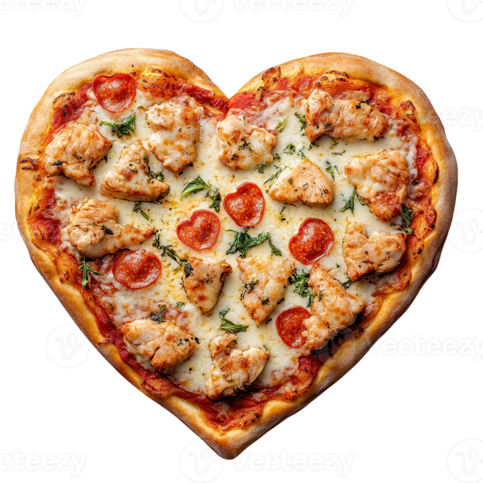 Heart Shaped Pizza on transparent background. png