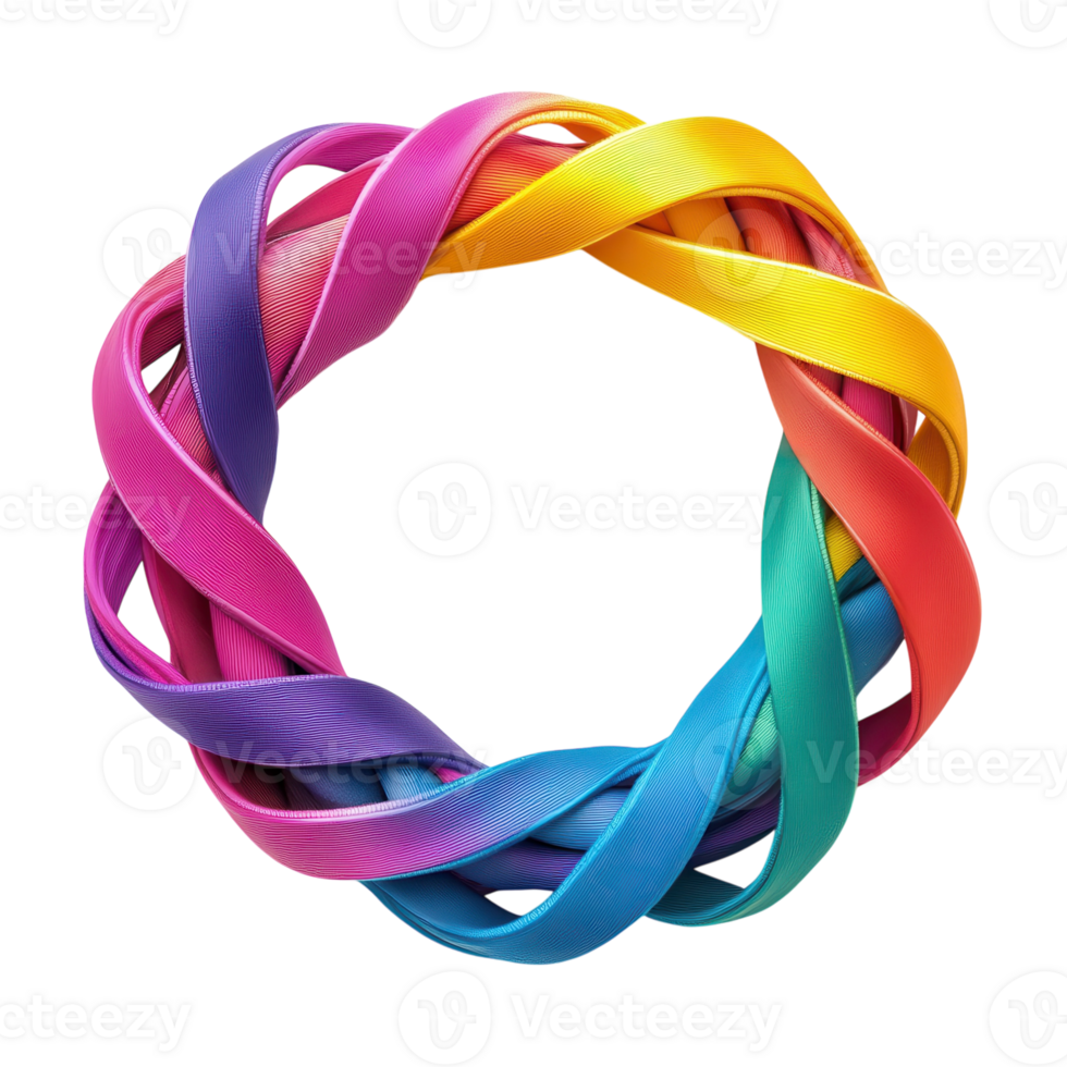 Colorful Ribbon Knots Design on transparent background. png