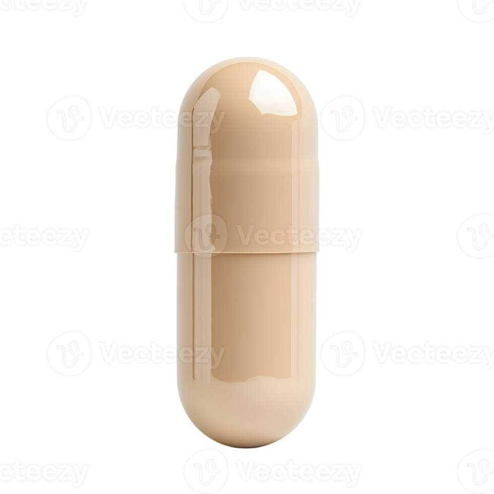 Beige Capsule Pill Close up on transparent background. png