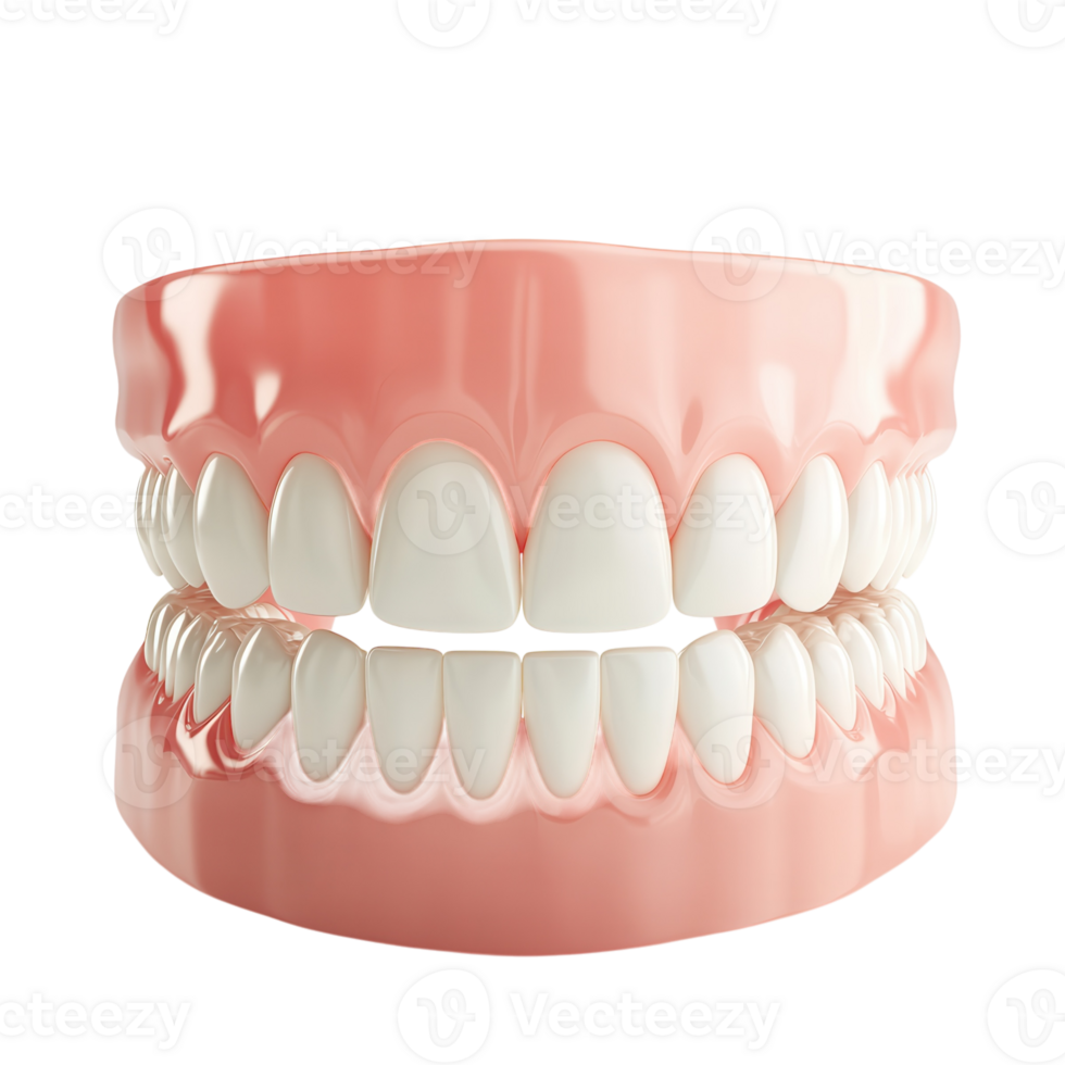 Perfect Smile Denture Close Up on transparent background. png