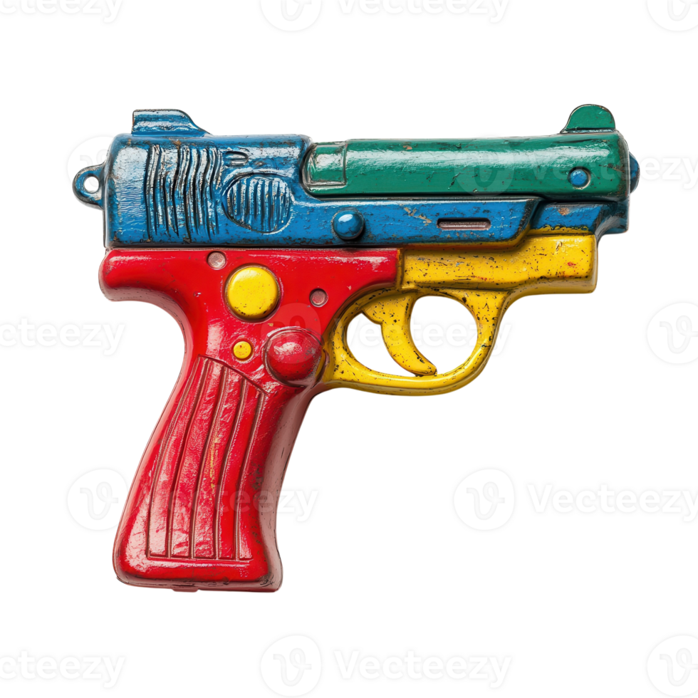 Colorful Toy Gun on White on transparent background. png