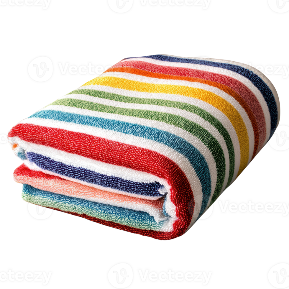 Colorful Striped Towel Folded on transparent background. png