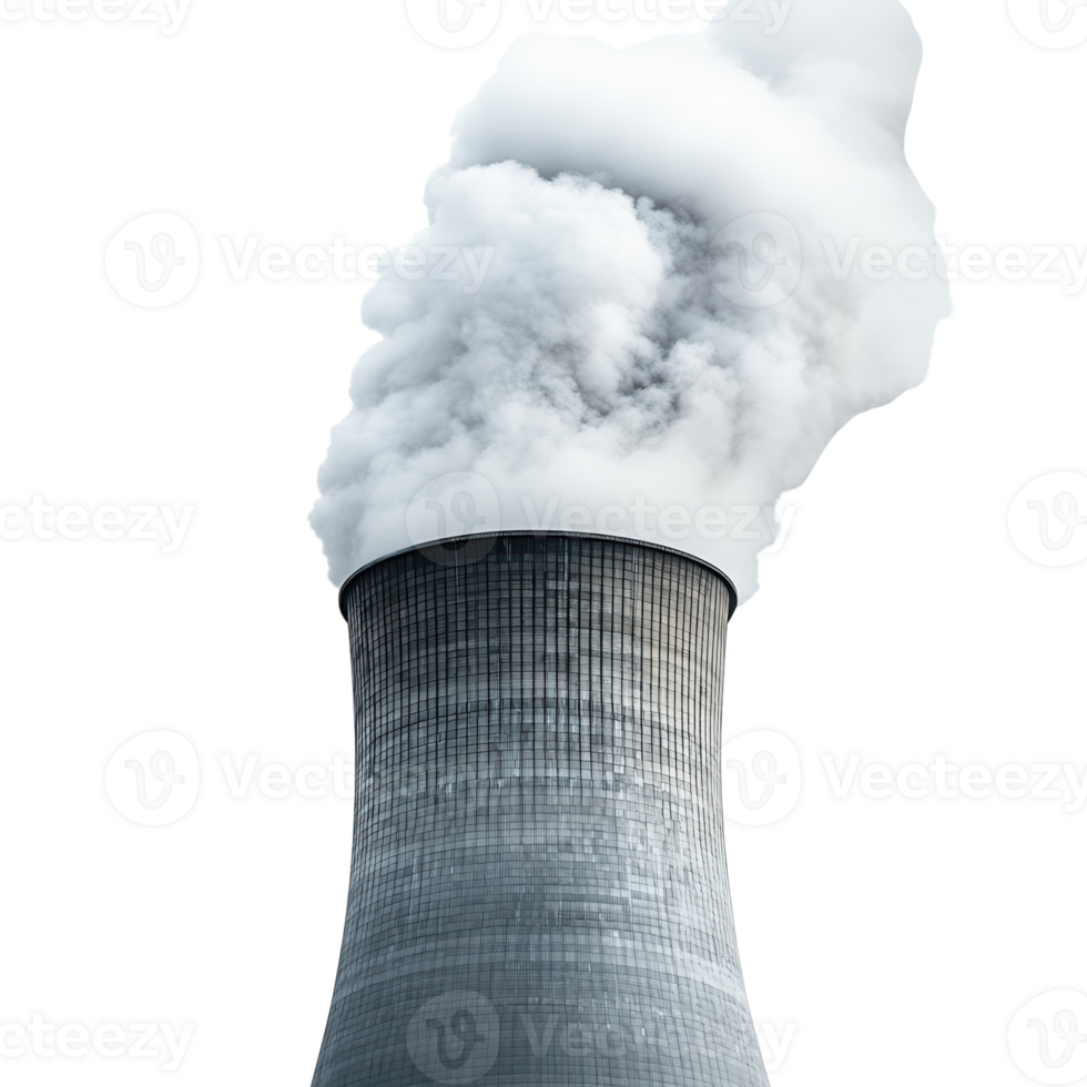 Industrial Cooling Tower Steam on transparent background. png