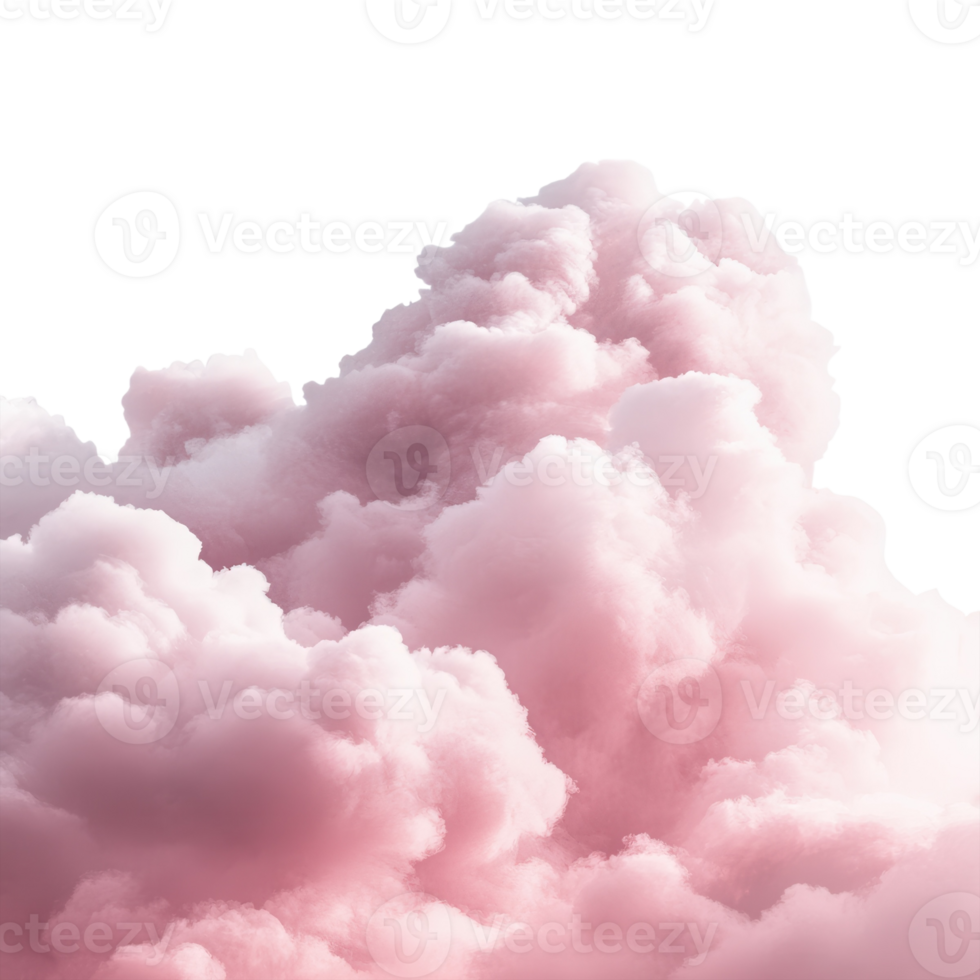 Fluffy Pink Clouds Background on transparent background. png