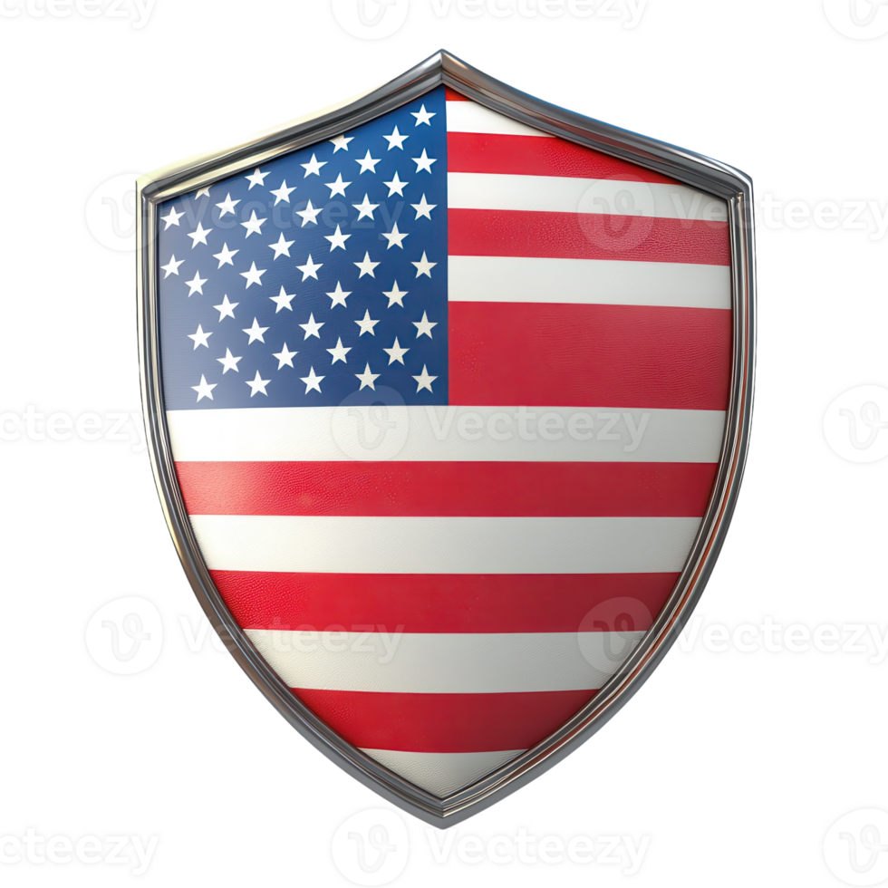 American Flag Shield 3D Render on transparent background. png