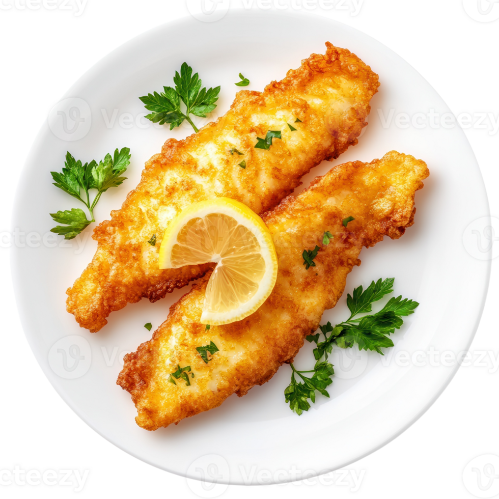 Crispy Fried Fish Lemon on transparent background. png