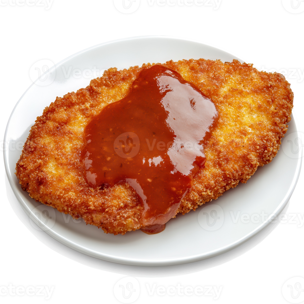 Delicious Crispy Pork Cutlet on transparent background. png