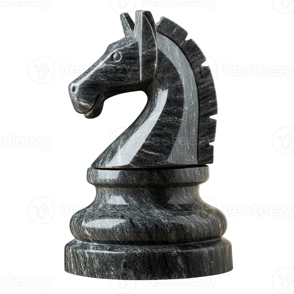 Dark Knight Chess Sculpture on transparent background. png