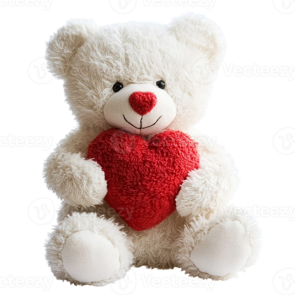 Adorable Teddy Bear with Heart on transparent background. png
