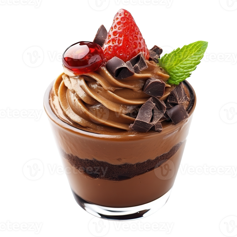 Chocolate Mousse Dessert on transparent background. png