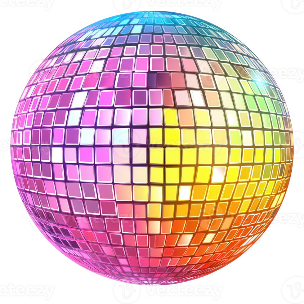 Disco Ball Mirrored Reflections on transparent background. png