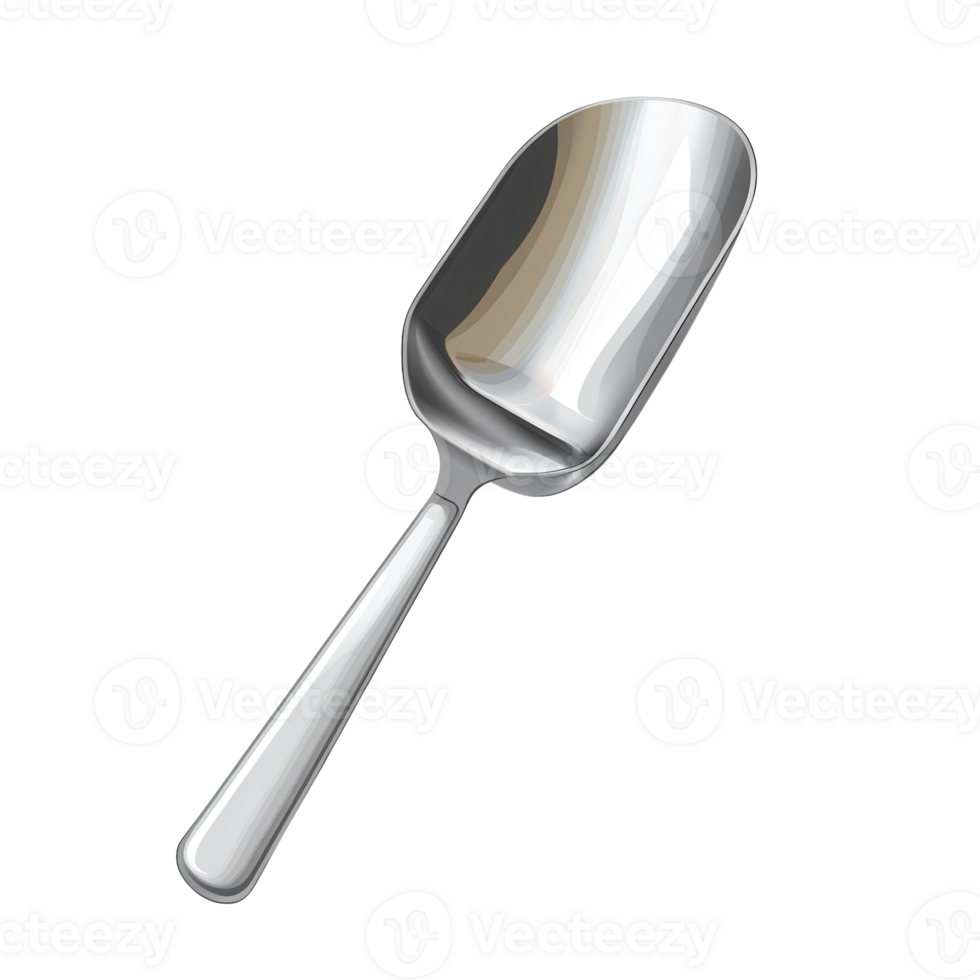 Empty Metal Scoop on Background on transparent background. png